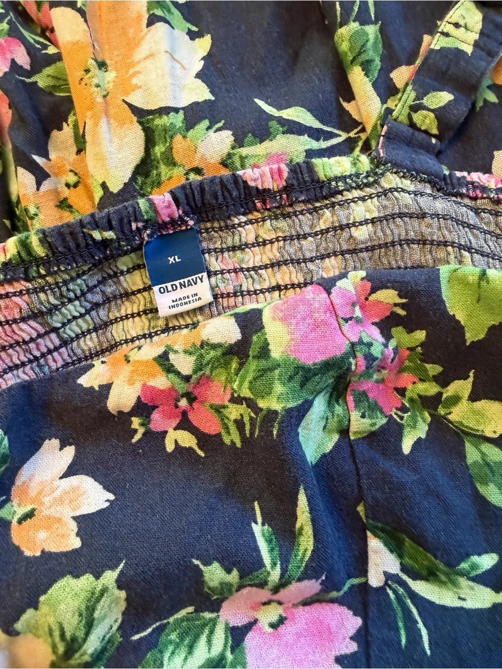 Old Navy Navy Floral Jumpsuit with Pockets